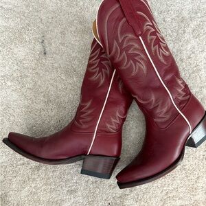 Tecovas Burgundy Leather Heeled Boots